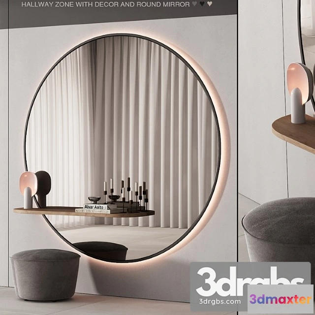 951870 - 229 Hallway Zone 06 Large Round Minimal Round Mirror 01