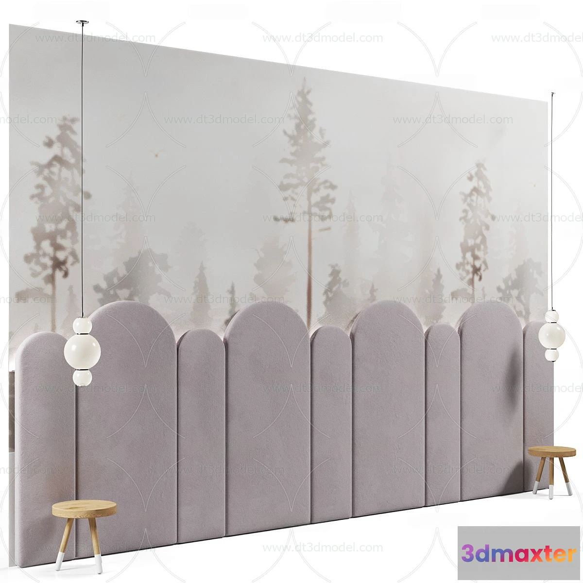 1687084 - Headboard for Bed 3D Models - 3DSKY - 056 - VRAY Render 3D Max