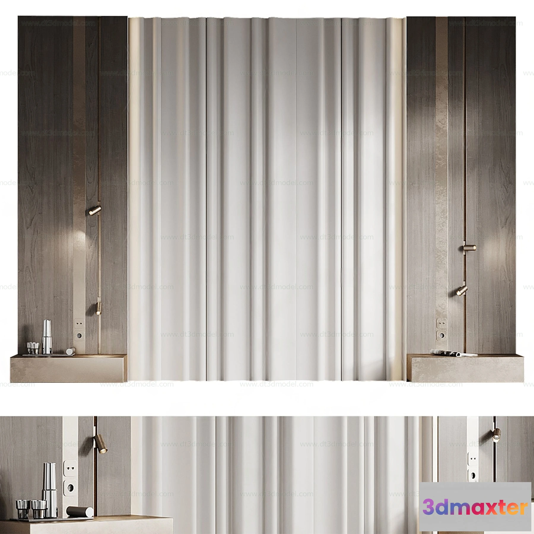 1687124 - Headboard for Bed 3D Models - 3DSKY - 076 - VRAY Render 3D Max