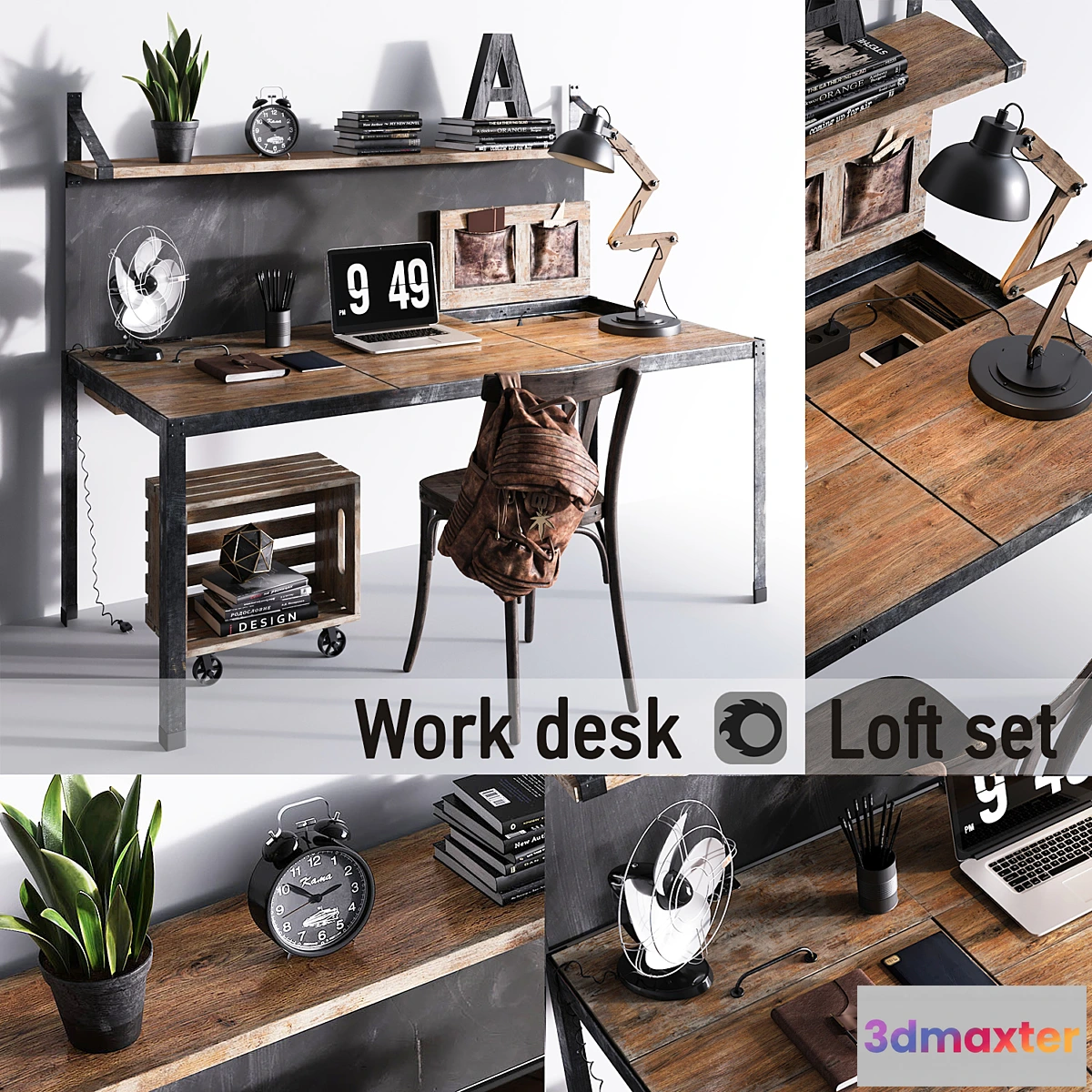 1299995 - Work desk  Loft set 3D Max