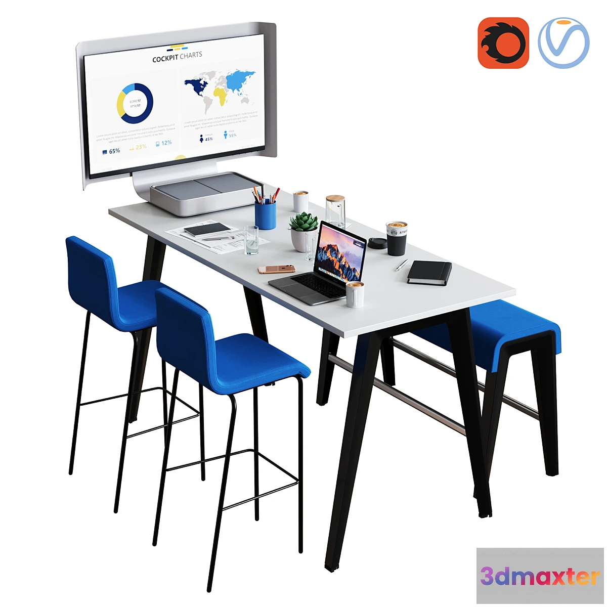 1331407 - Steelcase - B-Free Conference Set 3D Max