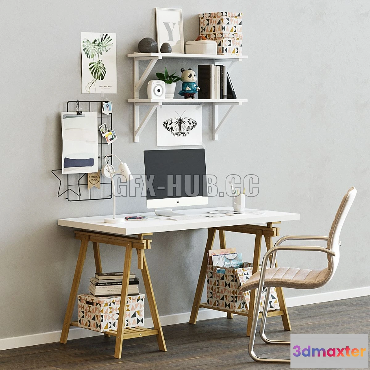 1564548 - Workplace table ikea LINNMON  FINWARD 3D Max