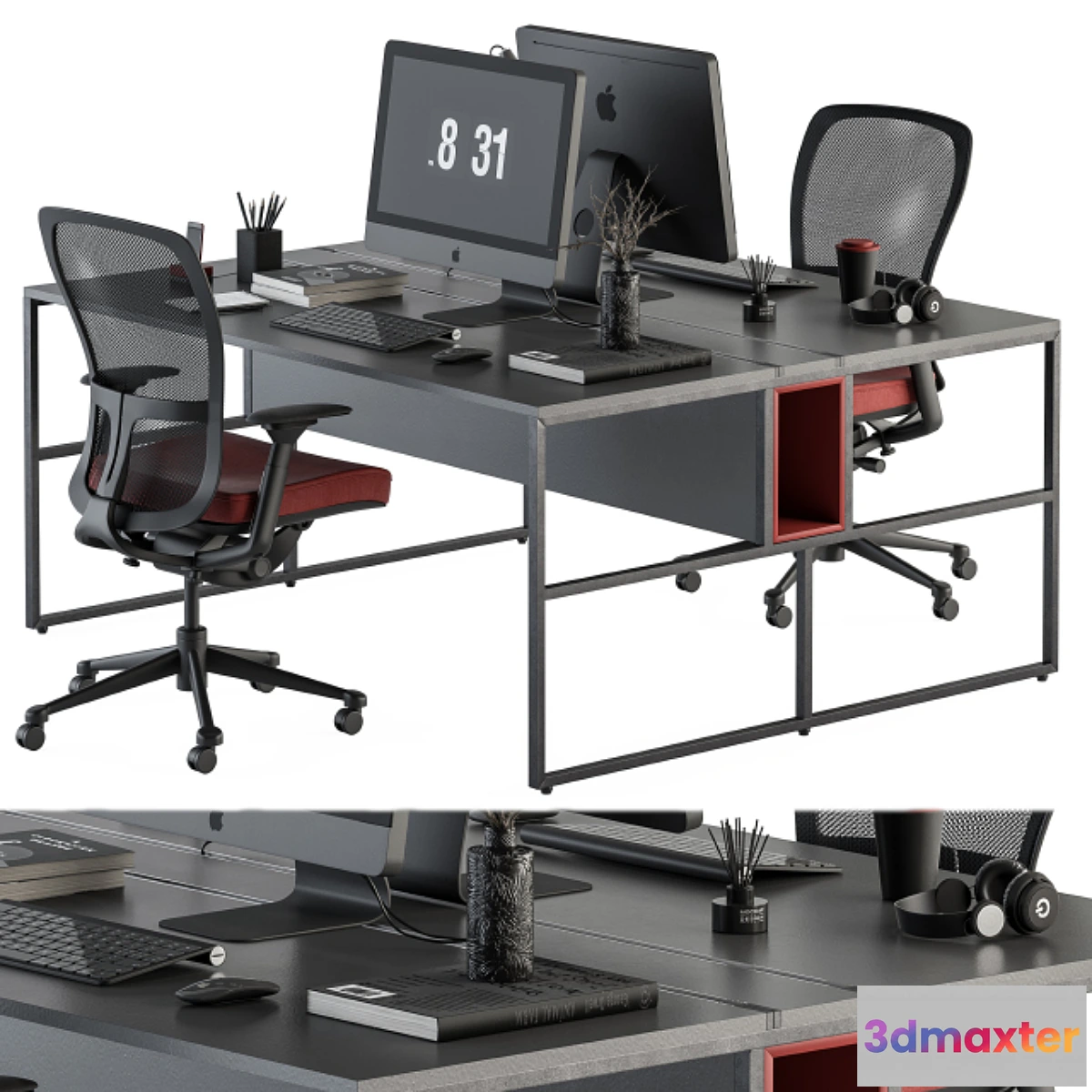542369 - employee Set Red and Black - Office Furniture 245