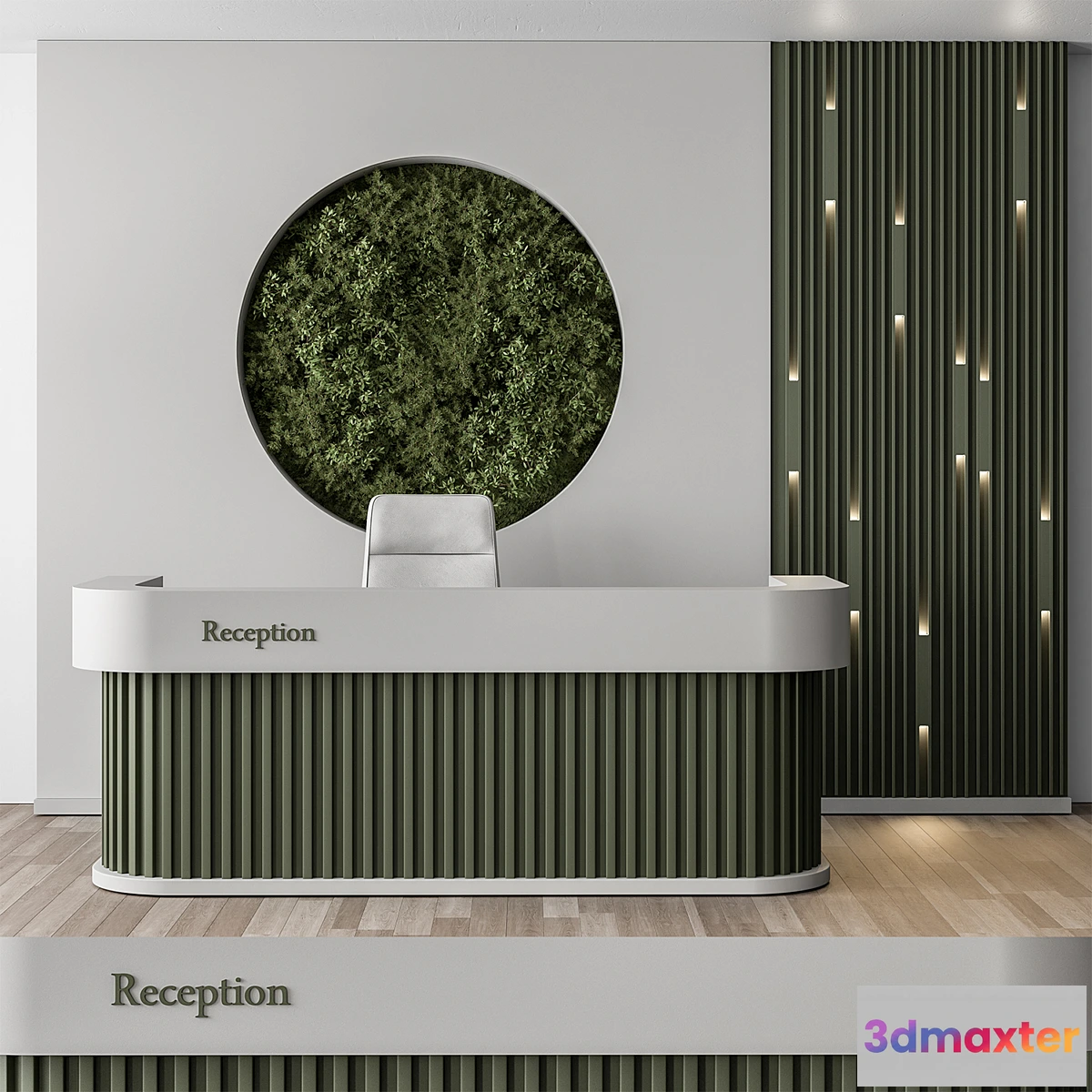 590052 - Reception Desk and Wall Decor with vertical Garden - Office Set 312