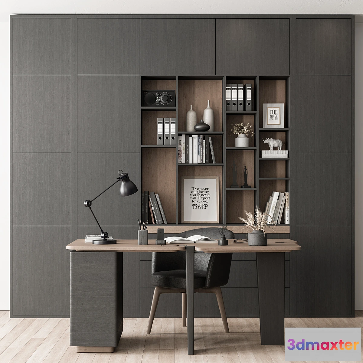 761191 - Home Office Desk and Library Gray Set - Office Furniture 286 - No.2