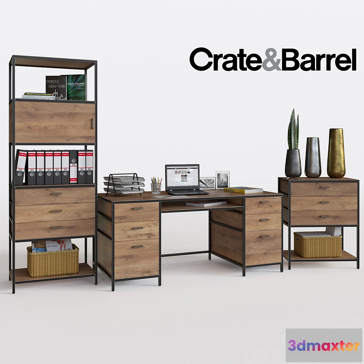 1438402 - Crate&Barrel Knox Executive Desk set 3D Max