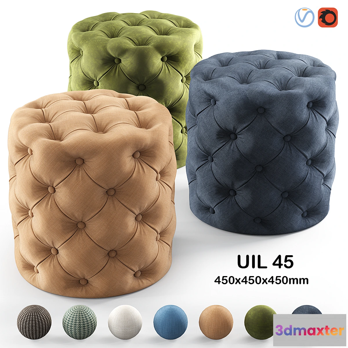 1293982 - Dantone Pouf Will 45cm 3D Max