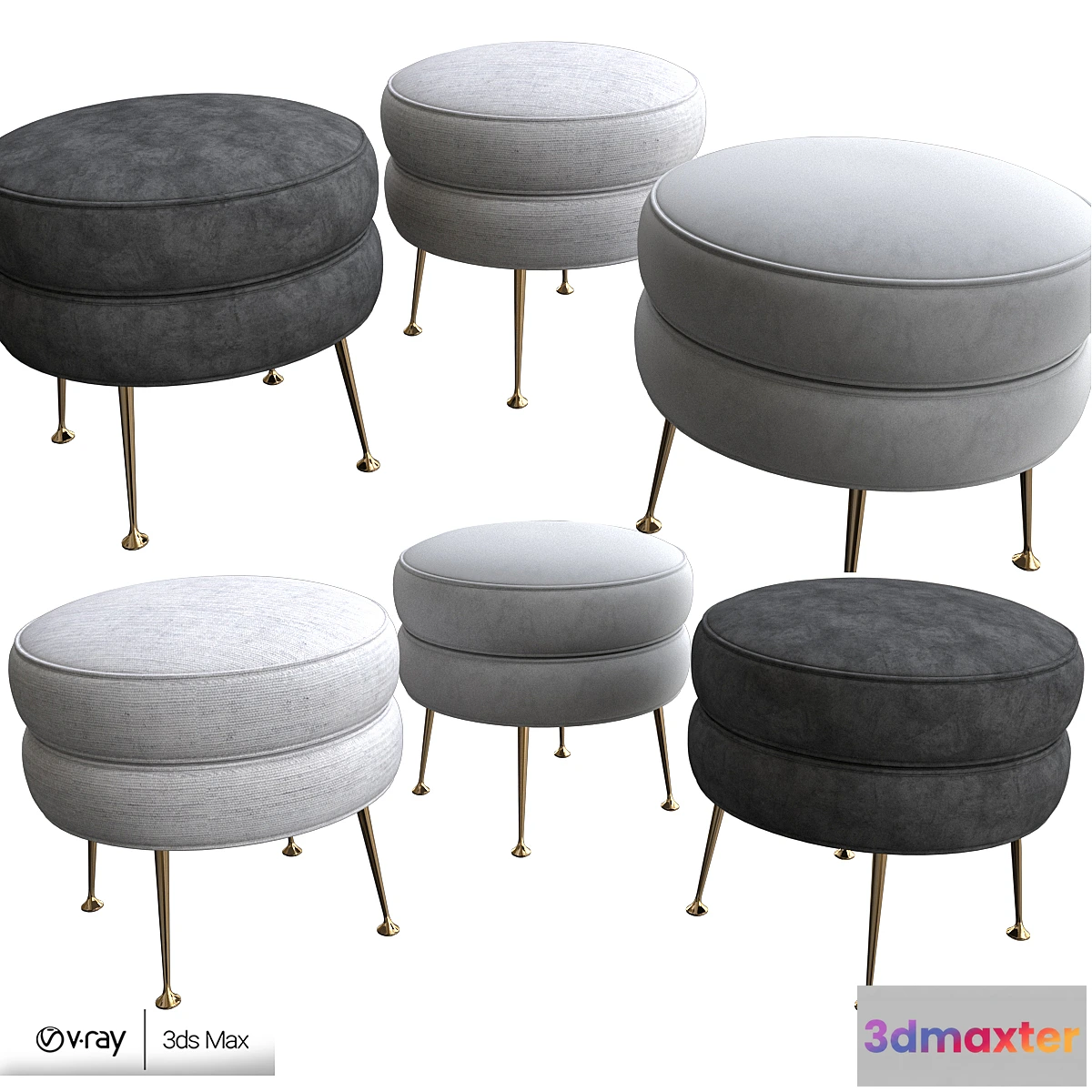 1296665 - Pietro round ottoman 3D Max