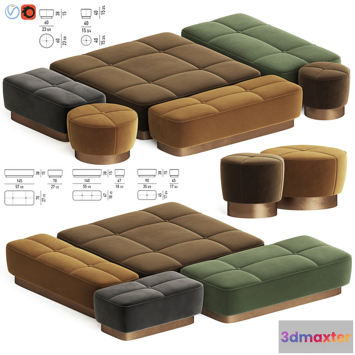 1298790 - Jacques Pouf Set Minotti 3D Max