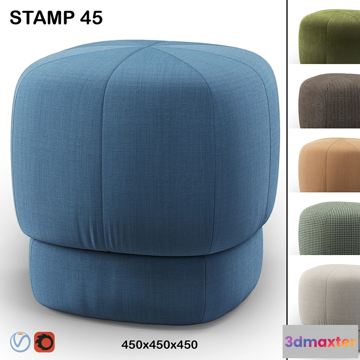 1303720 - Dantone Pouf Stamp 45 cm 3D Max