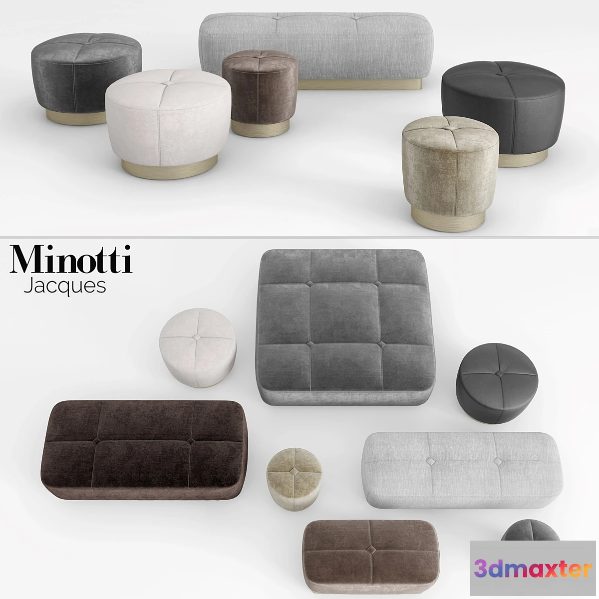 1306629 - Minotti Jacques Ottomans 3D Max