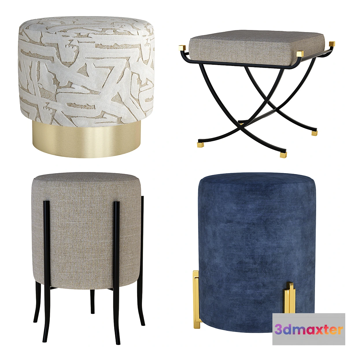 1320337 - Arteriors Ottomans Set 3D Max