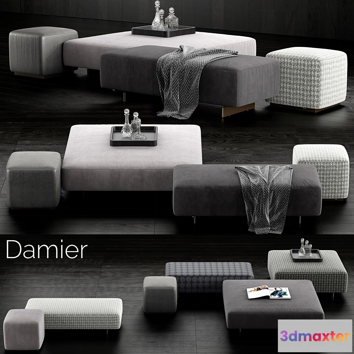 1320476 - Minotti Damier Ottomans 3D Max