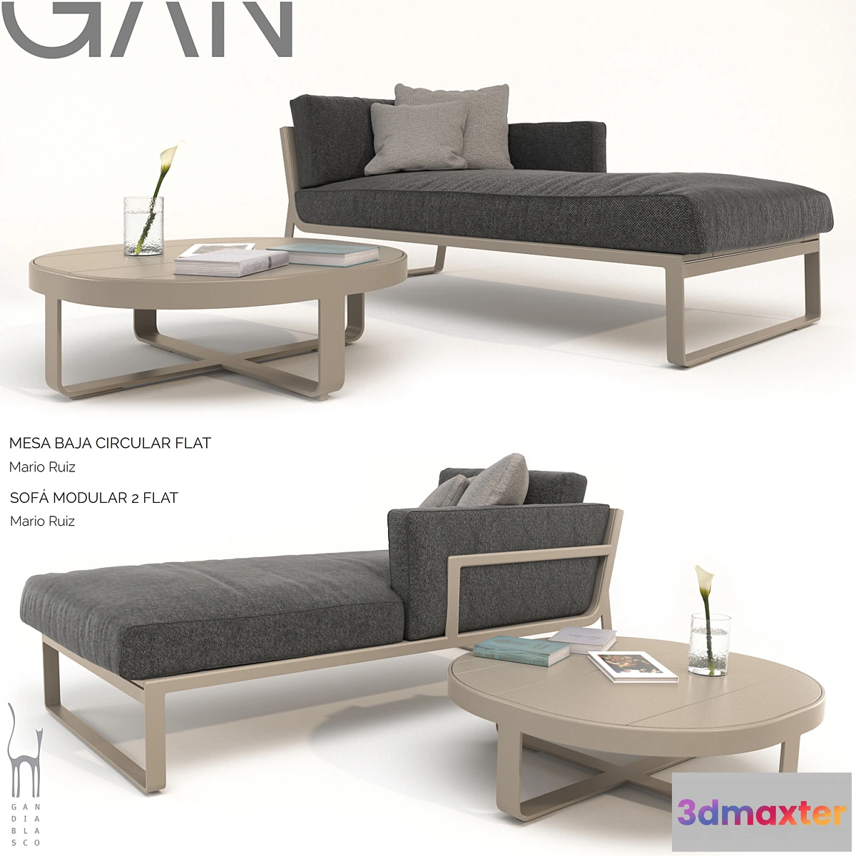 1323349 - Gandia Blasco Modular Flat Sofa set 3D Max