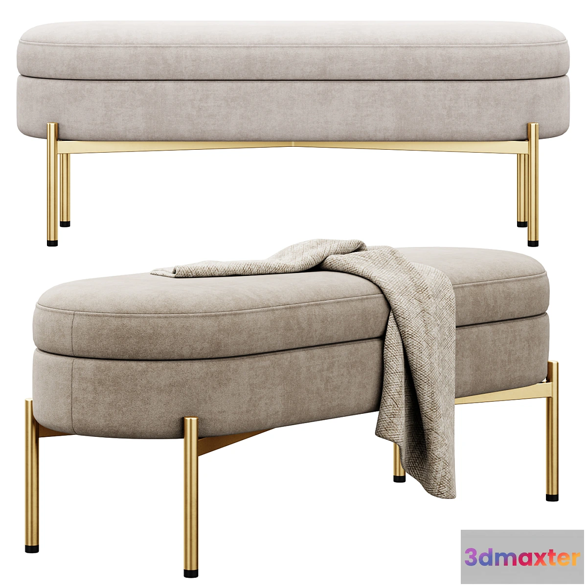 1327105 - Chloe Storage Bench ottoman by Lumisource 3D Max