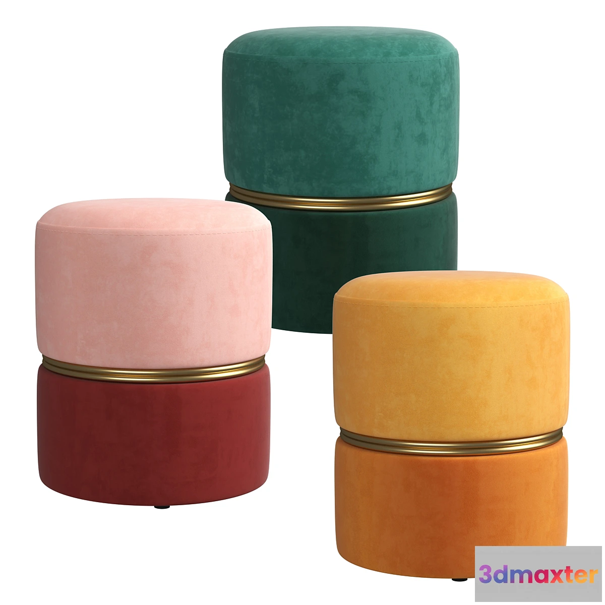 1327335 - Samt-hocker bubbly 3D Max