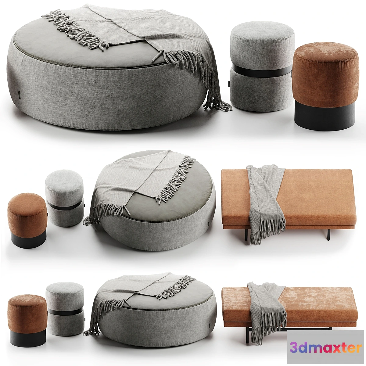 1331890 - Set pouf laskasas 3D Max
