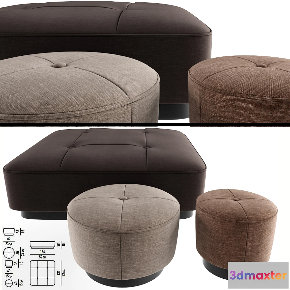 1335792 - Minnoti Jacques Poufs Fabric 3D Max
