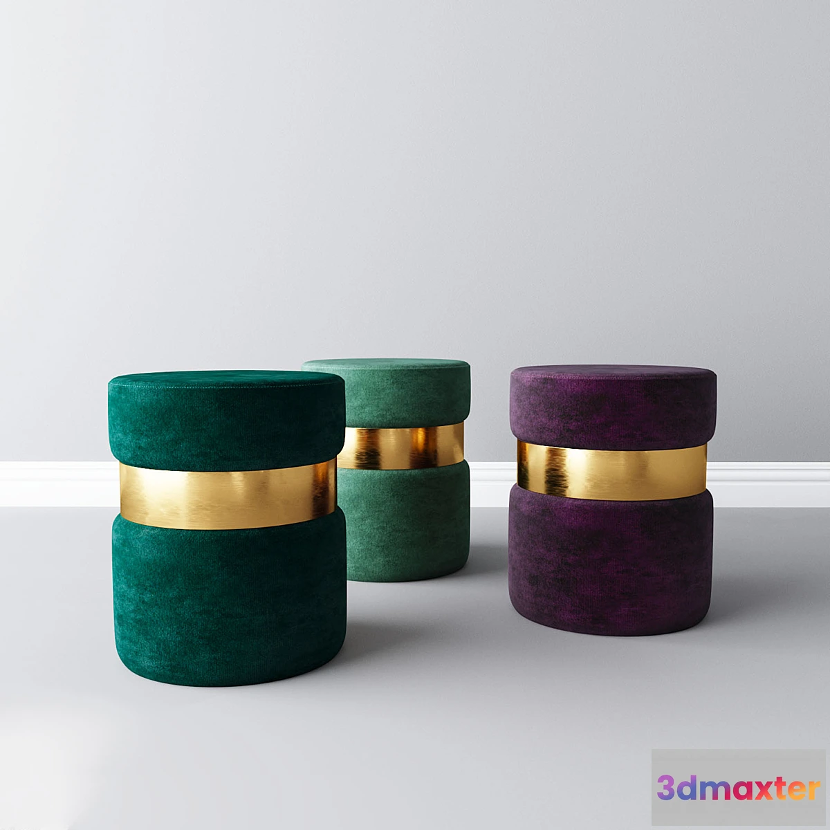 1341909 - Velor padded stools 3D Max