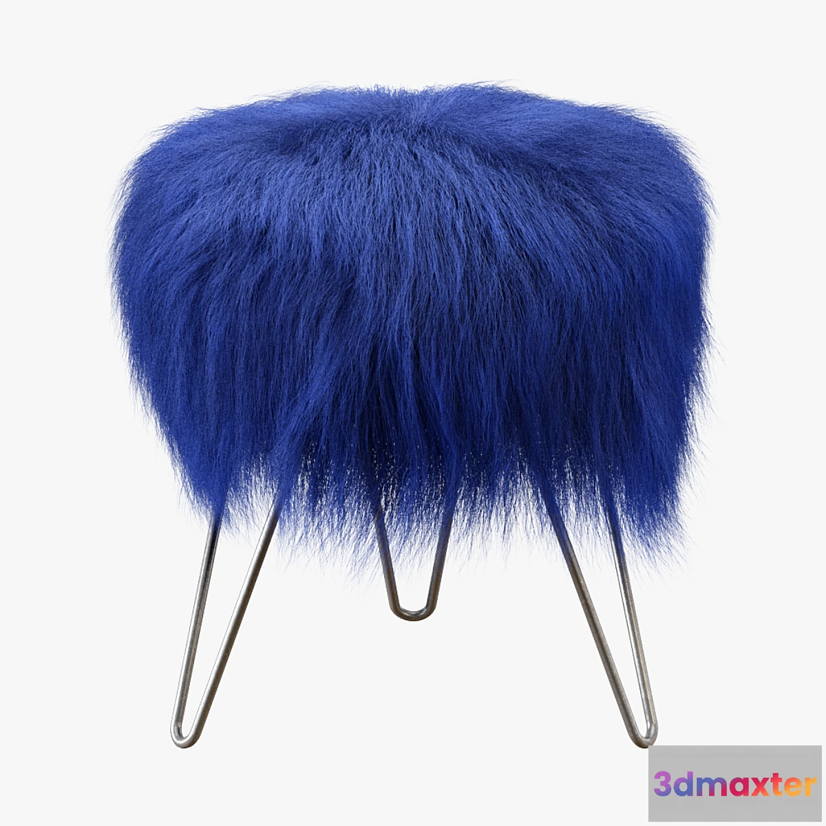 1344018 - Blue Fake Fur Whimsical Stool 3D Max