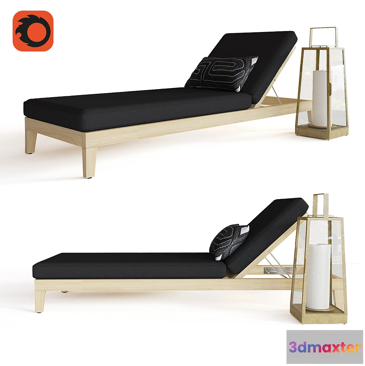 1345675 - BALMAIN TEAK CHAISE 3D Max