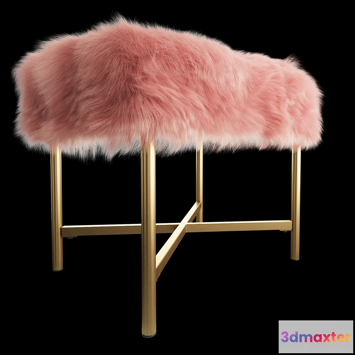 1345923 - HomePop Decorative Faux Fur Square Ottoman 3D Max