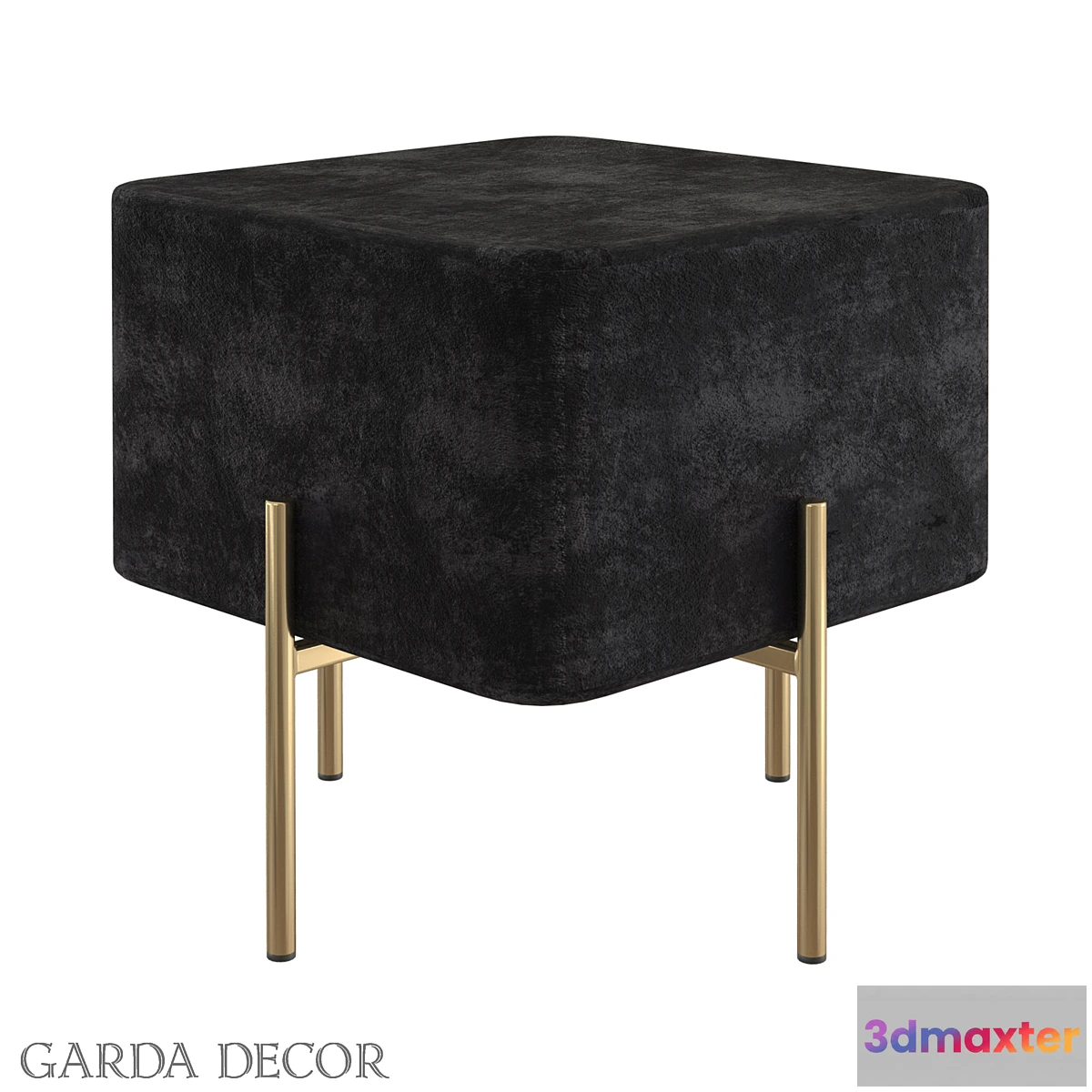 1350121 - POUF BLACK VELOR GY-BEN7772GOLD-BL Garda Decor 3D Max