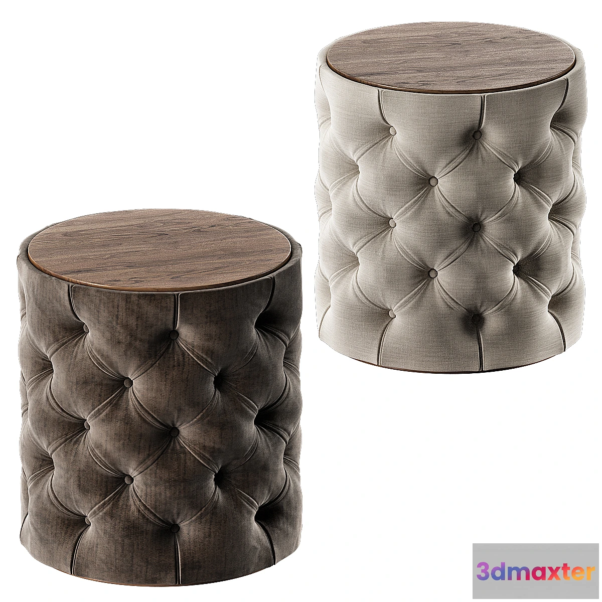 1354959 - Grace Round Tufted Ottoman 3D Max