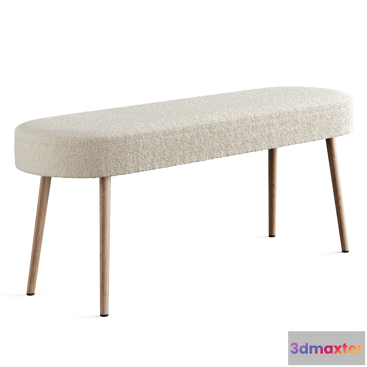 1405246 - Bench in solid beech with boucle upholstery Jimi 3D Max