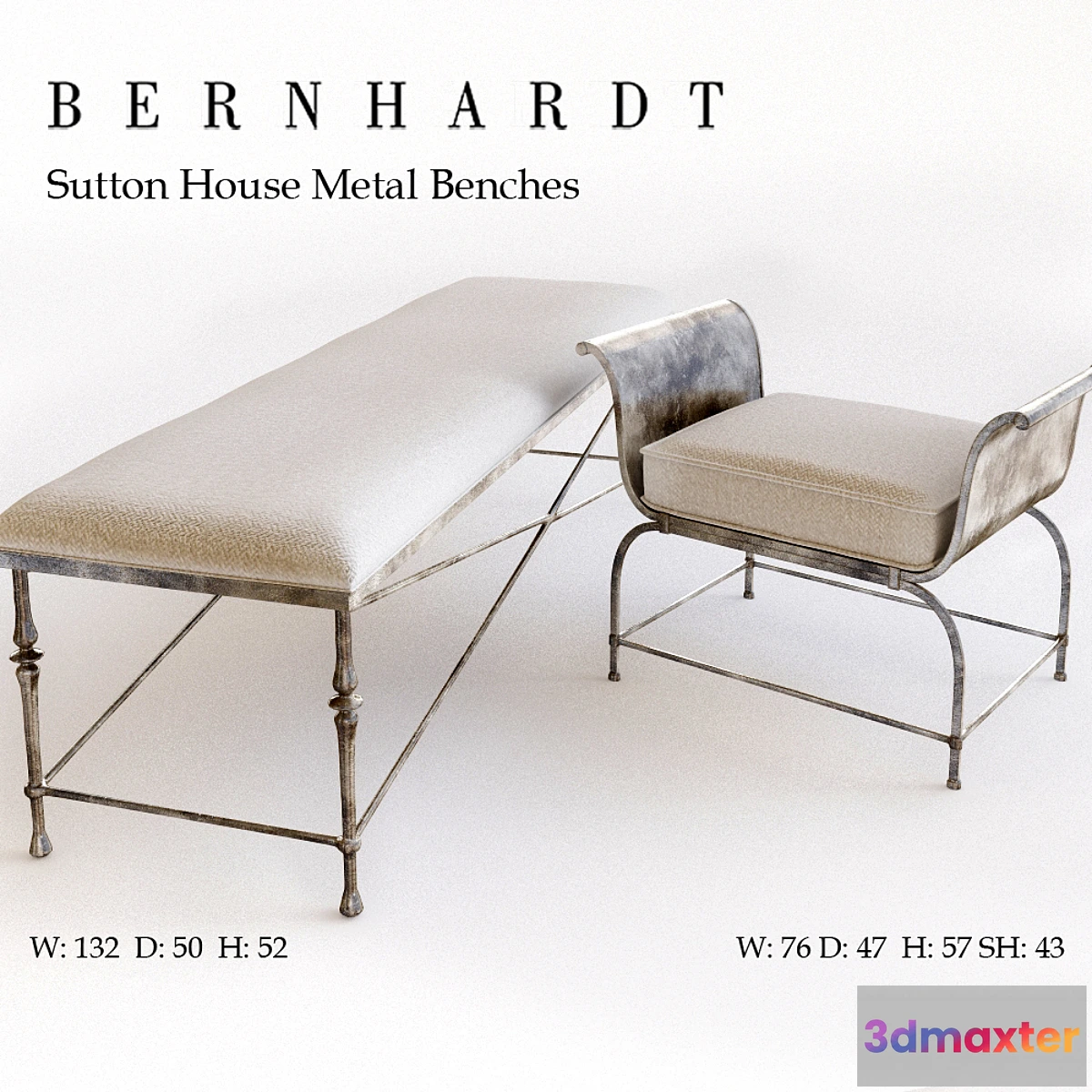 1406778 - Sutton House Metal Bench 3D Max