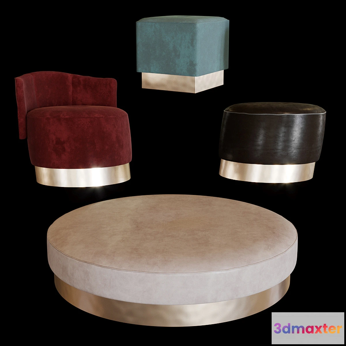 1413970 - Baxter pouf set 3D Max