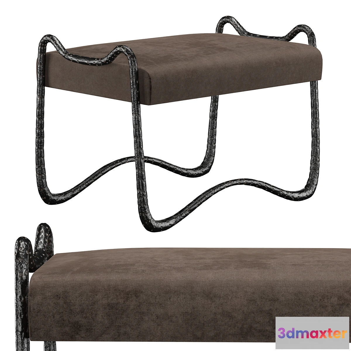 1423676 - Hammered Bronze Bench 3D Max