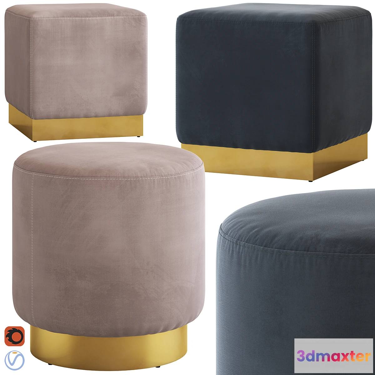 1425014 - Coco Republic Baxter Ottoman 3D Max