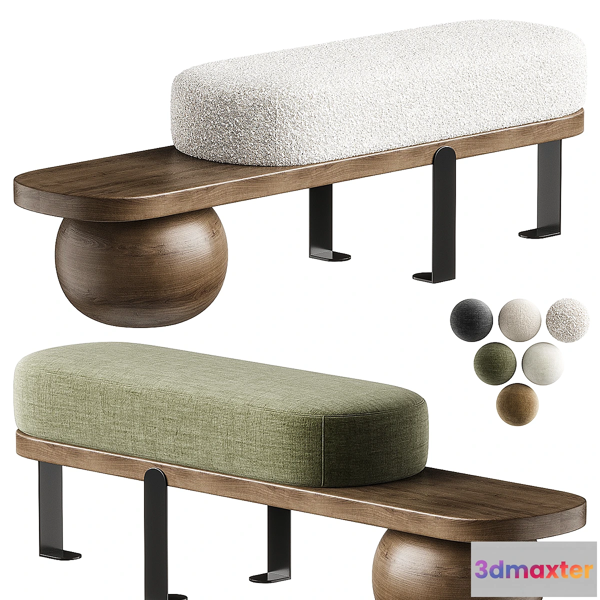 1431756 - Solid Color Modern Upholstered Entryway Bench with White Cushion 3D Max