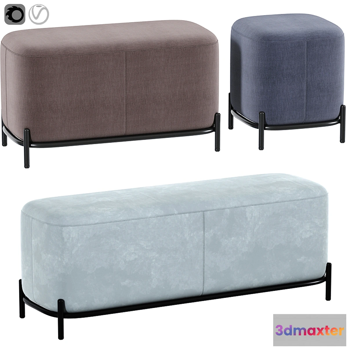 1438098 - Pouf pawai set 3D Max