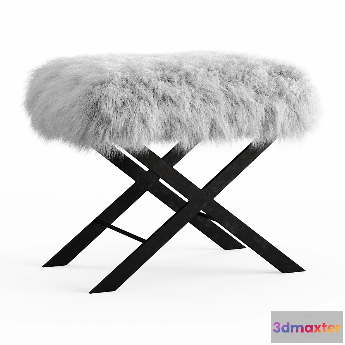 1447852 - X Frame Bench White Mongolian Lamb 3D Max