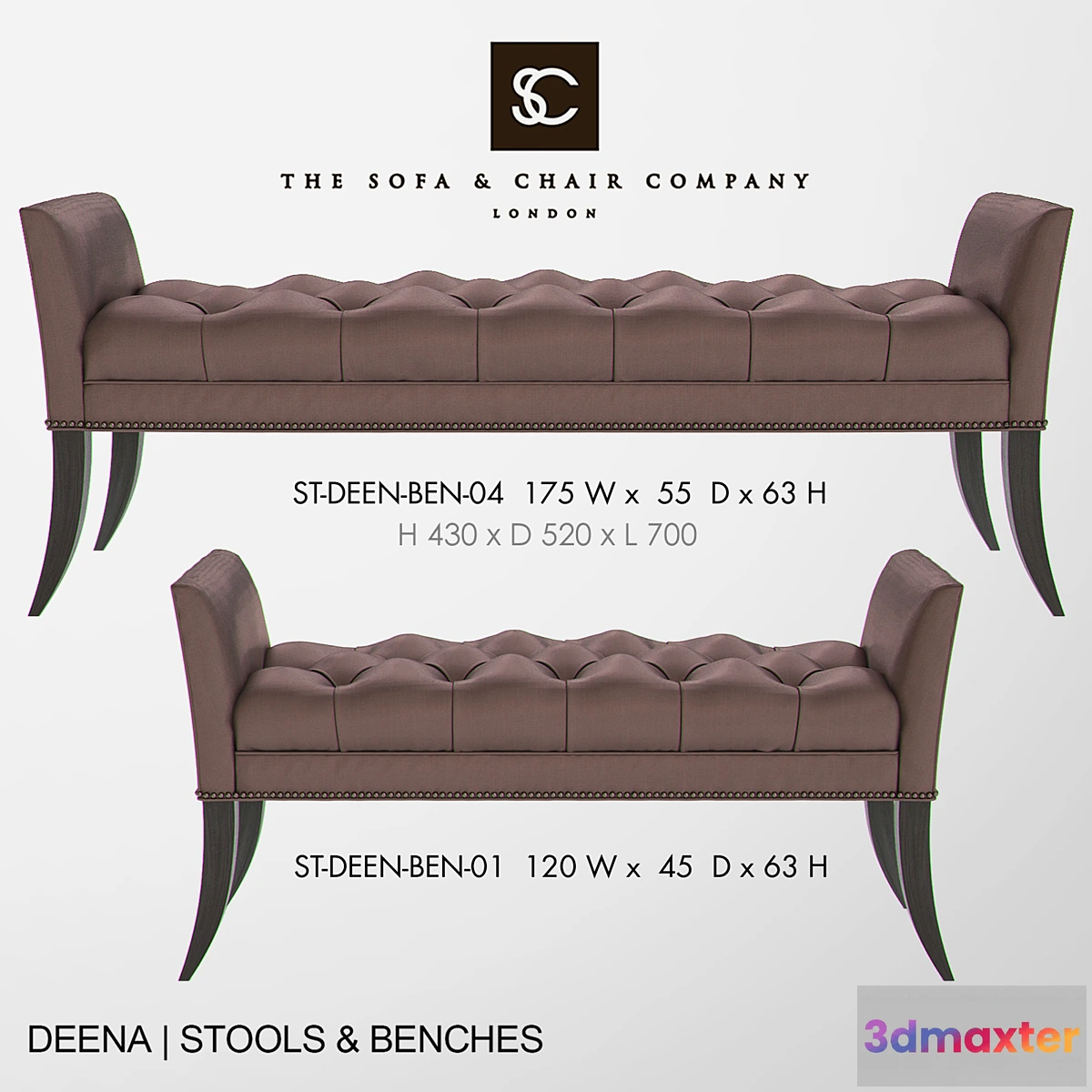 1453190 - THE SOFA AND CHAIR COMPANY - DEENA Bench 3D Max