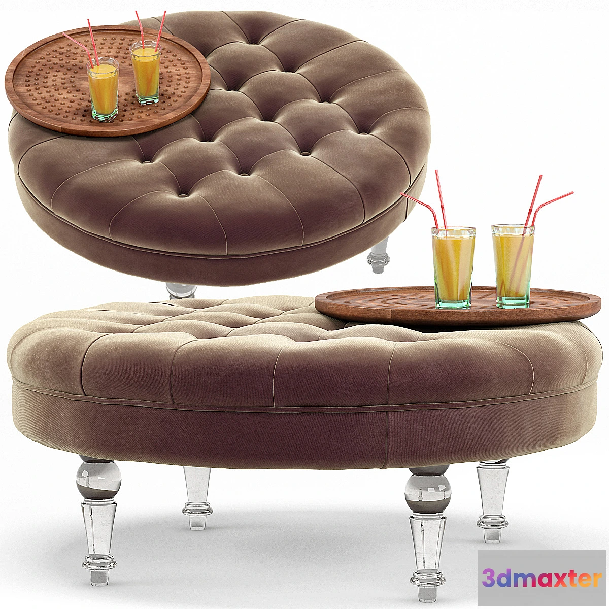 1457020 - Elisa Modern Classic Round Ottoman 3D Max