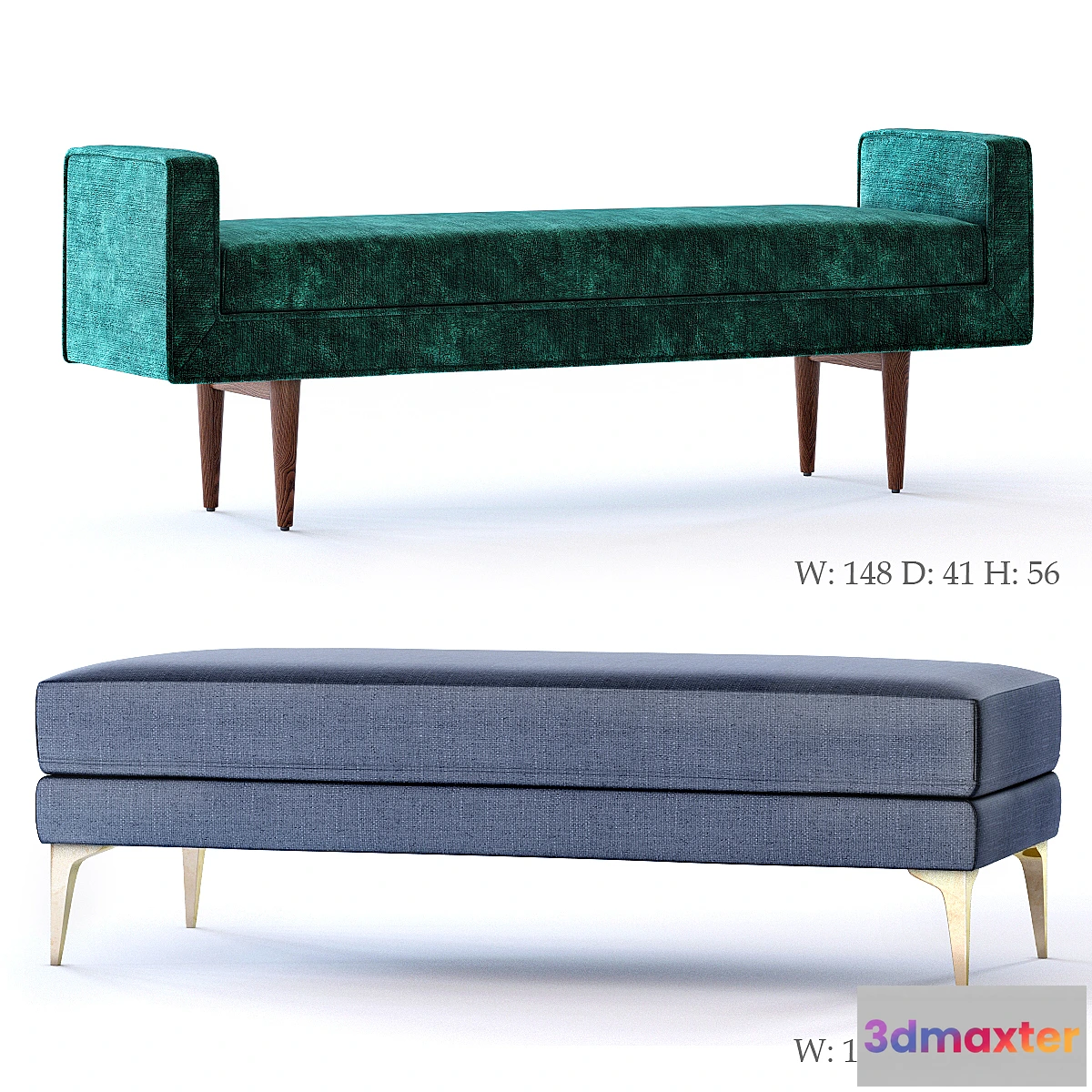 1471426 - West Elm Andes and Landry Bench 3D Max