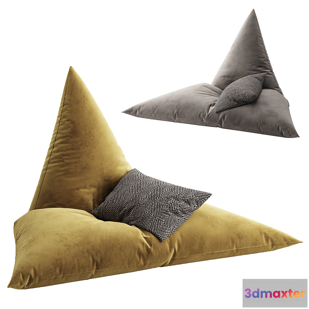 1472020 - Designer Velvet Tri Gamer Bean Bag 3D Max