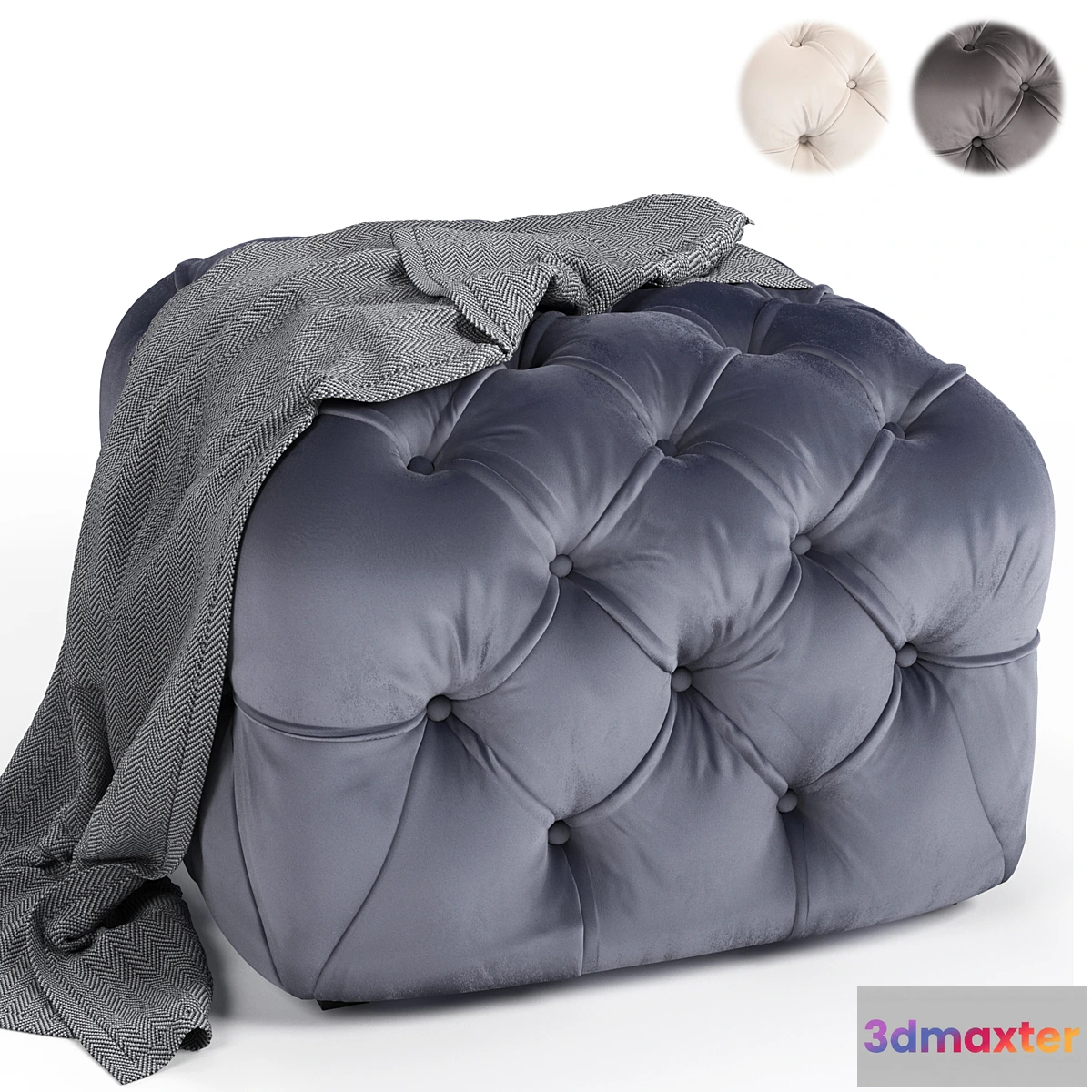 1475762 - Pouf Pitted-Design Square Stool 3D Max