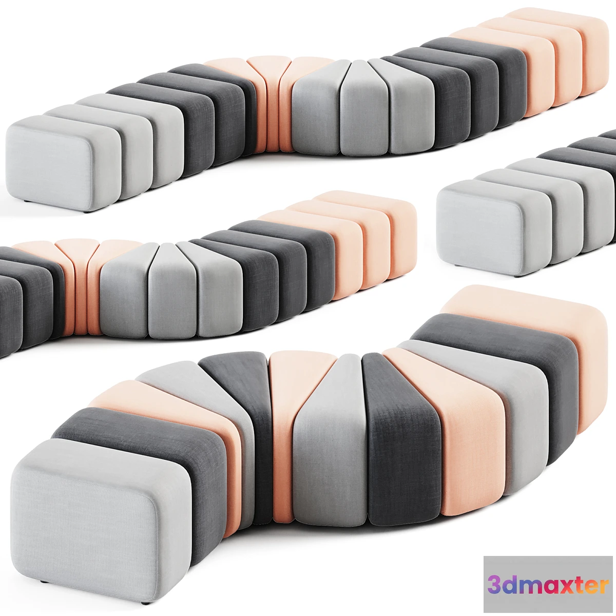 1477590 - Curved Modul Pouffe by Bla Station 3D Max