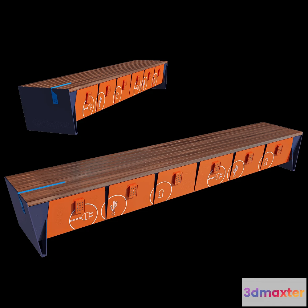 1626758 - mmcité - Park bench with lockable storage boxes eBlocq 3D Max