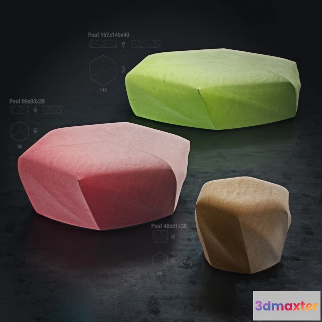 1627378 - furniture - Pouf - Brook - Moroso 3D Max