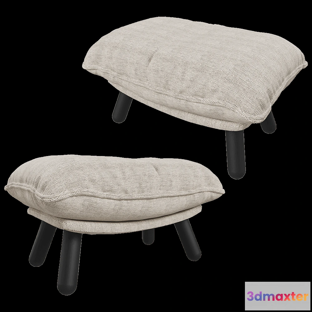 1627802 - Zuiver Group   - Footstool Lazy Sack Hocker Light Grey 3D Max