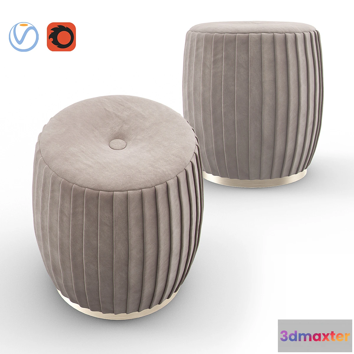 557523 - BELLA Beige Velvet Ottoman