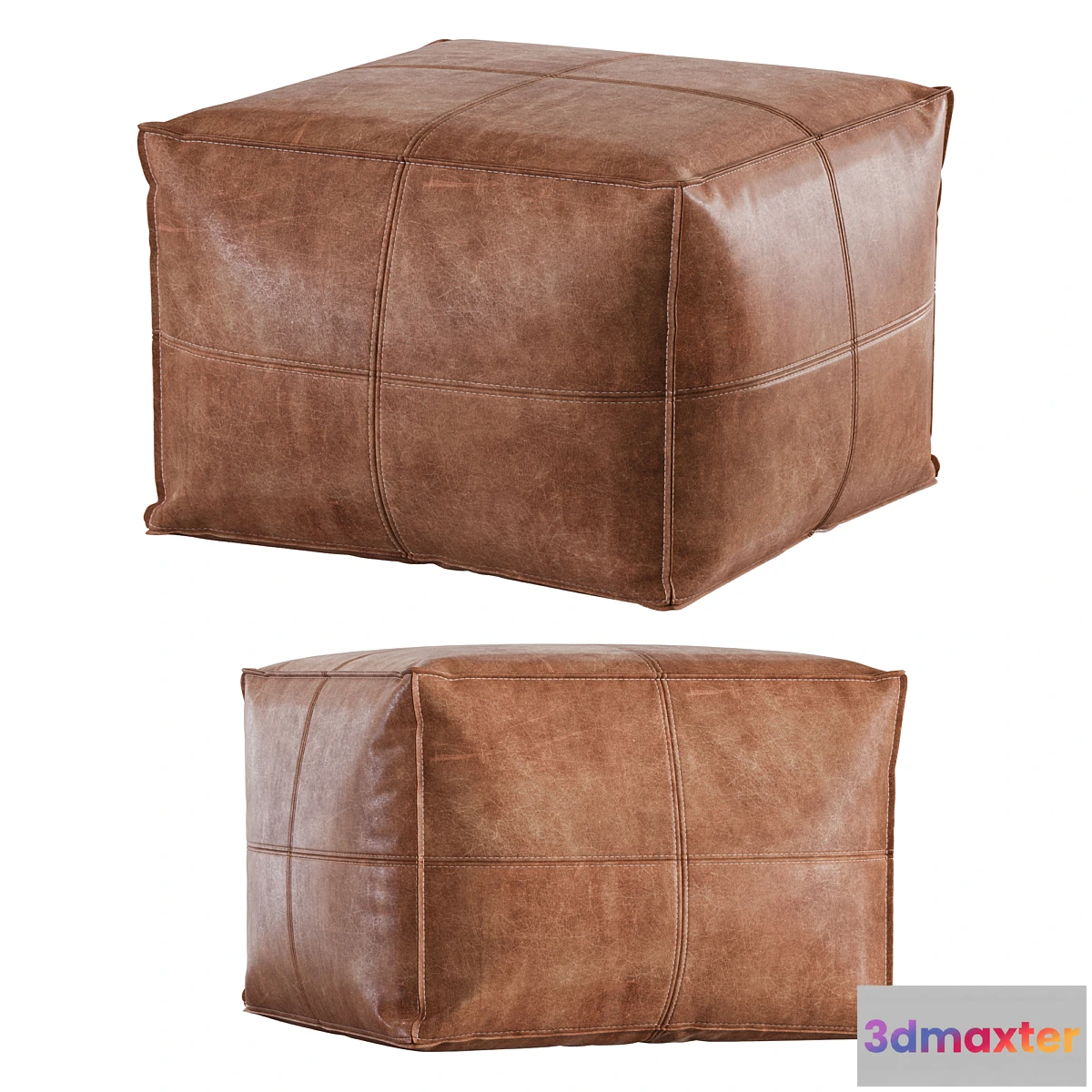 557605 - Cb2 _ Leather Pouf