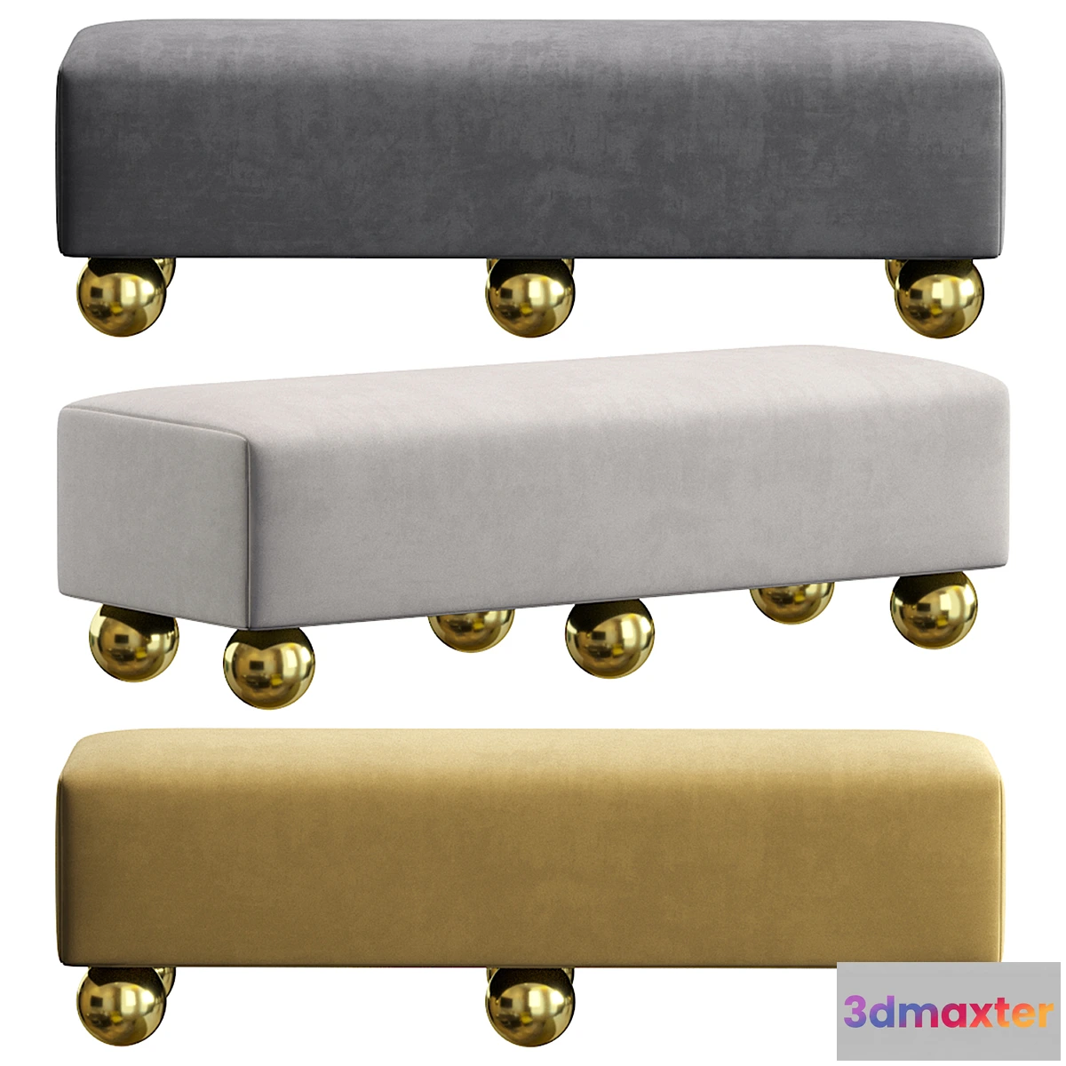 601741 - Bench GLEN by Cazarina Interiors 3 Colors Version