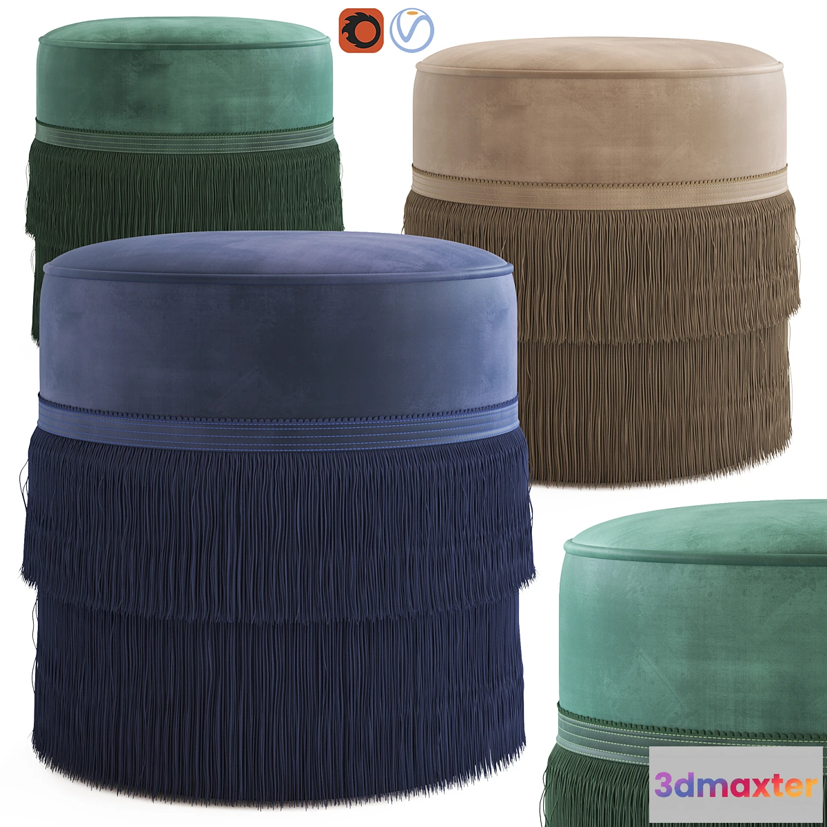 602135 - Globewest Kennedy Fringed Ottoman