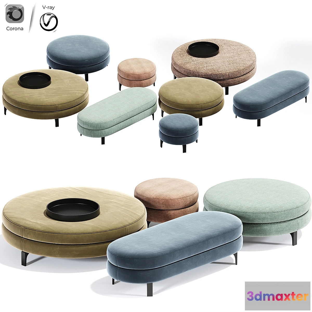 602333 - Minotti denny pouf set